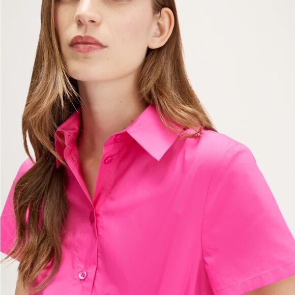 Liz Claiborne Bright Pink Button Down Shirt - Picture 1 of 4